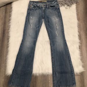 Big Star Light Washed Ultra-Low Rise Distressed